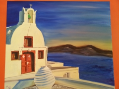 santorini 3,oil on canvas by chiriac mihaela