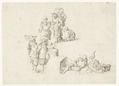 Schetsblad met figuren by Unknown Artist