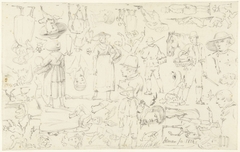 Schetsblad met vele figuren en dieren by Anthonie Willem Hendrik Nolthenius de Man