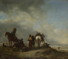 Seashore with Fishwives offering Fish by Philips Wouwerman