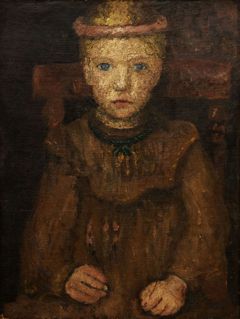 Seated girl with a green chain by Paula Modersohn-Becker