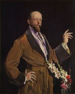 Self portrait with gladioli by George Washington Lambert