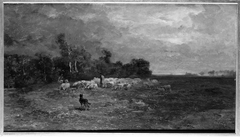 Shepherd and Sheep on the Edge of a Plain by Charles Jacque