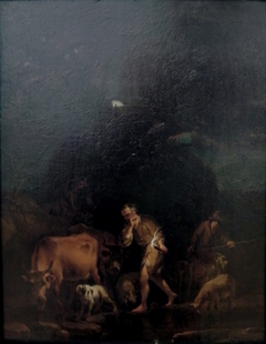 Shepherds in Moonlight by Torchlight by Nicolaes Pieterszoon Berchem