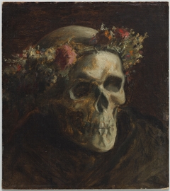 Skull Wearing a Wreath of Flowers by Thomas Satterwhite Noble