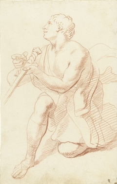 Studie van een knielende man met zwaard by Unknown Artist