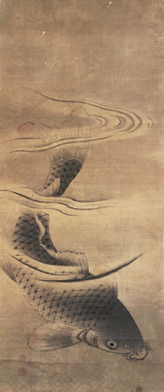 Swimming Carp [left of a pair of Carps] by Settei