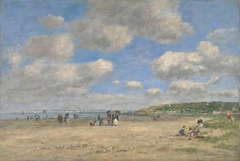 The Beach at Tourgéville-les-Sablons by Eugène Boudin