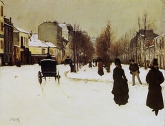 The Boulevard de Clichy under Snow by Norbert Goeneutte