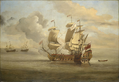 The End of the Action between the English Indiaman and Three Spanish Privateers by Willem van de Velde the Younger