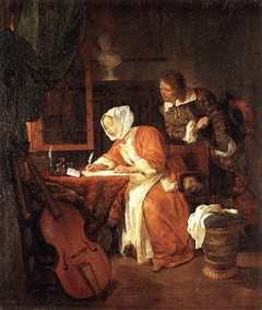 The Letter-Writer Surprised by Gabriël Metsu