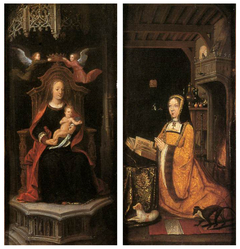 Diptych with Margaret of Austria Worshipping the Virgin and Child by Master of 1499