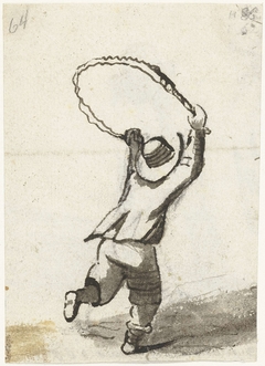 Touwtjespringende jongen, van achteren by Harmen ter Borch