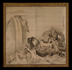 Two Figures (most likely Ryo Douhin receiving the Taoist law from Shou Rikken) by Soga Shōhaku