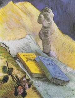 Still life with plaster torso, a rose and two novels by Vincent van Gogh