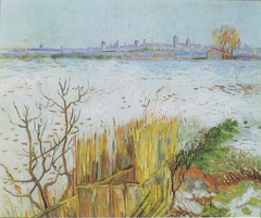 Landscape in the snow with Arles in the Background by Vincent van Gogh