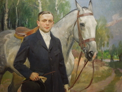 Portrait of Bronisła Krystall with a Horse by Wojciech Kossak