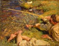 Val d'Aosta: A Man Fishing by John Singer Sargent