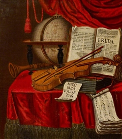 Vanitas Still Life of Musical Instruments by manner of Pieter Gerritsz van Roestraeten