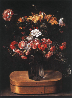 Vase de fleurs sur une boite à copeaux by Jacques Linard