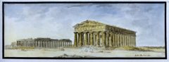 View of the Basilica and Poseidon Temple of Paestum by Jacob Philipp Hackert