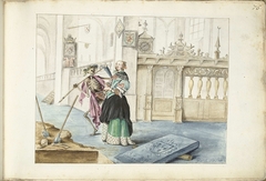 Vrouw (Aeltien?) staand naast de Dood in de Sint-Michaëlskerk, Zwolle by Gesina ter Borch