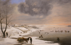 Winterlandscape with Brabrand Church by Christian David Gebauer