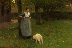 Woman from Laren with lamb by Anton Mauve