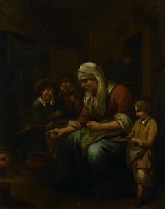 Woman making pancakes by Bernardus van Schijndel