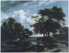 Wooded Landscape with a Pond and Shepherds by Jacob van Ruisdael