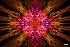 Yellow, Pink And Black Kaleidoscope Fantasy by Gert J Rheeders