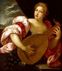 Young Woman Playing a Lute by Parrasio Micheli