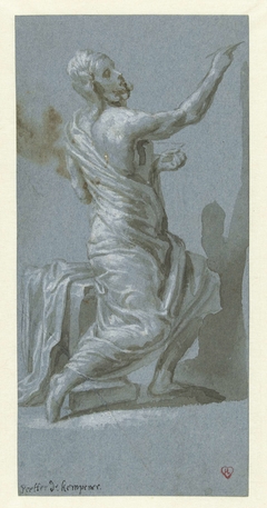 Zittende geklede man, naar rechts by Pieter de Kempener