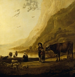 A Landscape with a Herdsman and Bull by Aelbert Cuyp