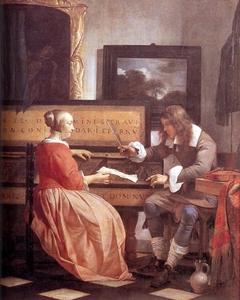 A Man and a Woman seated by a Virginal by Gabriël Metsu