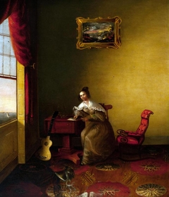 American Interior Scene with Figure by Amasa Hewins