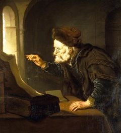 An Old Man weighing Coins by Salomon Koninck