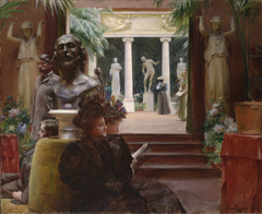 At the Sculpture Exhibition by Charles Courtney Curran