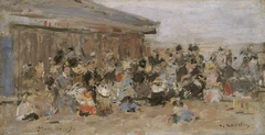 Beach at Trouville by Eugène Louis Boudin