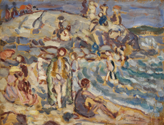 Beach Scene and Hill by Maurice Prendergast