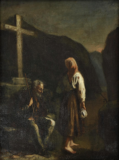 Beggar by a wayside cross by Francisco José Resende