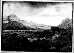 Berglandschap met een dorp by Anonymous