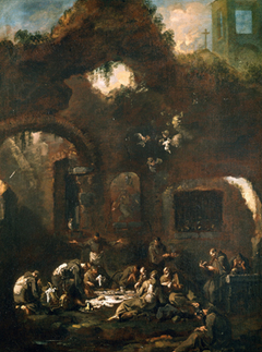 Capuchins at the Table among Ruins by Alessandro Magnasco