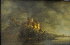 Castle Overlooking a River by Anonymous