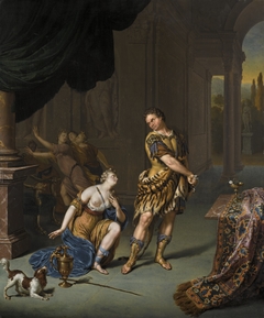 Circe begging Ulysses for mercy after he has resisted her drugged cup by Willem van Mieris