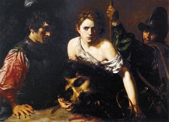 David With the Head of Goliath and two Soldiers by Valentin de Boulogne