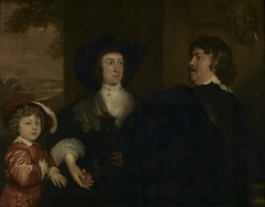 De portretschilder Jonson van Ceulen (1593 - 1661), Elizabeth Beke en hun zoon Cornelus by Adriaen Hanneman