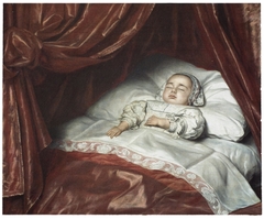 Deathbed portrait of a child, probably Catharina Margaretha van Valkenburg (1680-1682) by Jan Thopas