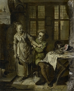 Gallant Scene in a Kitchen Interior by Willem Joseph Laquy