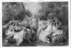 Gruppe halbbekleideter Frauen am Wasser by Franz Xaver Winterhalter